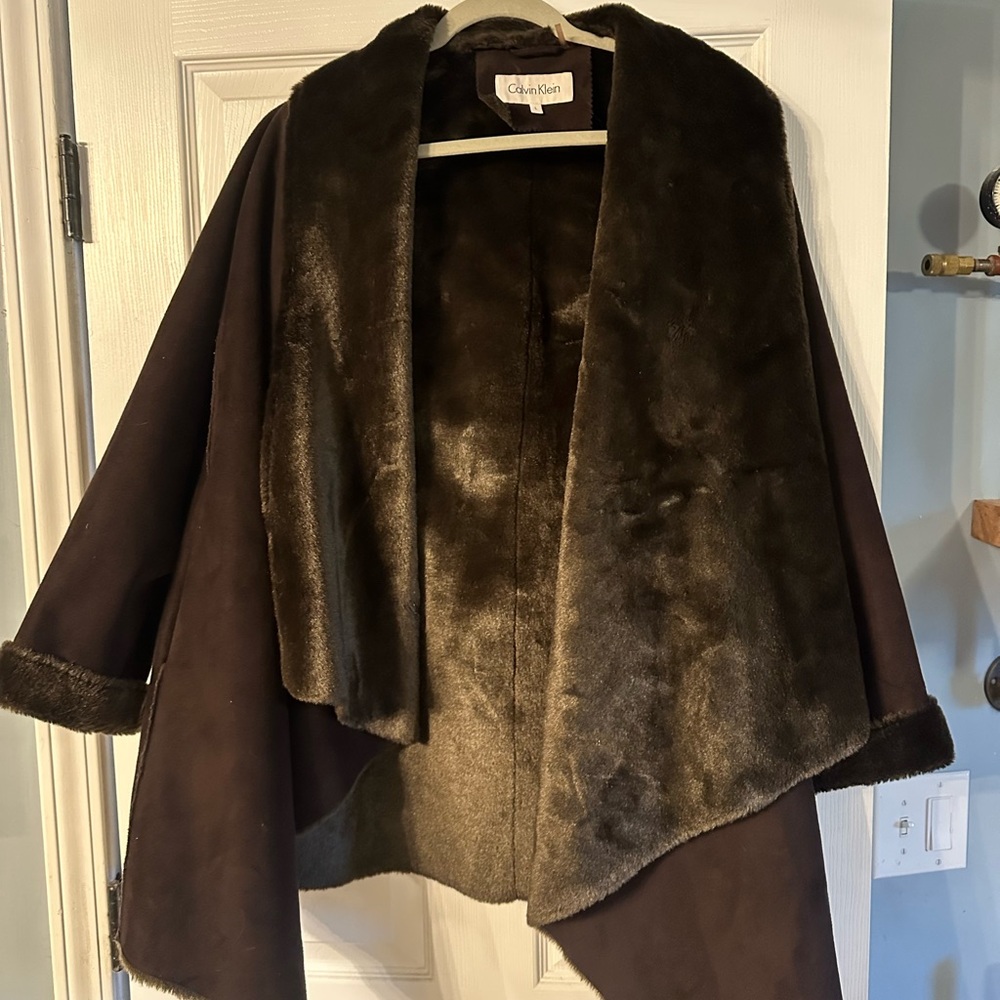 Calvin Klein Dark Brown Faux Shearling Jacket